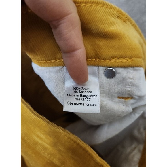 Croft Barrow Corduroy Pants Womens 16 Golden Yellow Straight Leg Stretch NEW - Picture 7 of 8